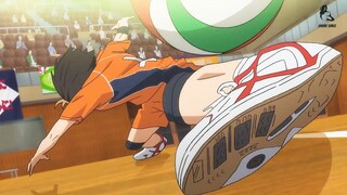 ハイキュー ! Haikyuu - 西谷は足でボールを狭く受け取り、相手を怖がらせます | Nishinoya narrowly receives the ball with his feet