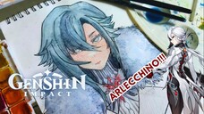 [PART 5] DRAWING ARLECCHINO!! - GENSHIN IMPACT | COLORING