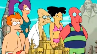 Futurama: Girls and hunk bathe together, let themselves go in the hot springs, and lobster people ru