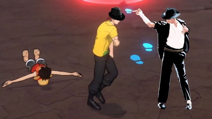 Zoro menari di samping Luffy yang terjatuh ke tanah
