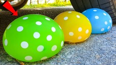 Eksperimen : Mobil vs Balon Air Polkadots | Crushing Crunchy & Soft Things by Car!