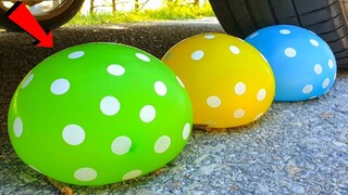 Eksperimen : Mobil vs Balon Air Polkadots | Crushing Crunchy & Soft Things by Car!