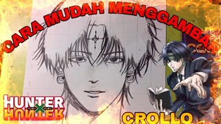cara mudah menggambar anime Hunter x Hunter crollo