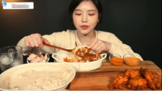 Cơm kim chi, mì Ý sốt kem,...phần 6 #mukbang