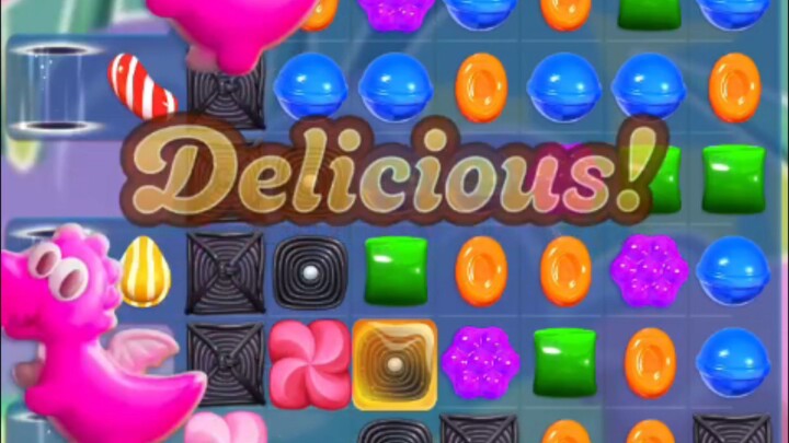 di bentengi penutup hitam di level 164, candy crush