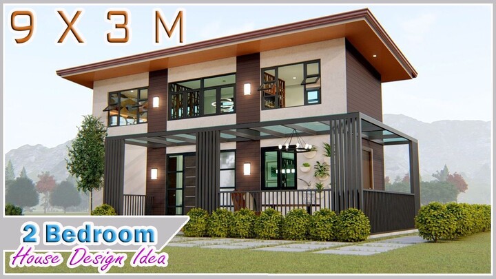 SMALL HOUSE DESIGN | 9X3 Meters with 2 Bedroom Loft