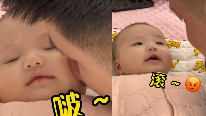 Bayi berusia 100 hari merasa terganggu saat ayahnya mencium wajahnya hingga sampai mengucapkan kata 