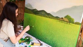 Rice Field Time lapse Painting │Paint with me