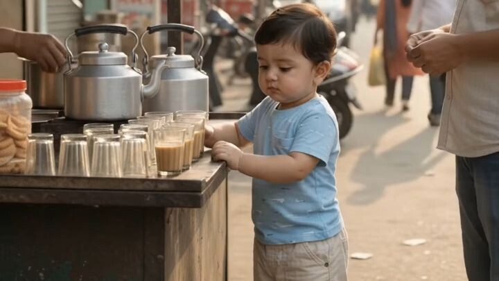 Baby_selling_tea_at_stall_