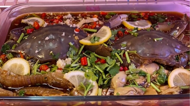 Finally, I can order takeout! Let’s start with some fresh marinated seafood to satisfy my craving!!