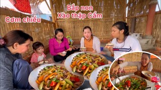 Dọn căn chòi nhỏ , Khai trương bếp mới hái Bắp Non Xào Thập Cẩm bữa cơm cùng gia đình#ngocmaivlog