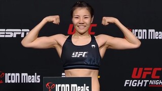 Ji Yeon Kim and Priscila Cachoeira - Official Weigh-ins - (UFC Fight Night: Makhachev vs. Green)