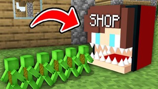 Mikey Opened a SHOP inside Scary Tiny JJ HEAD in Minecraft - Maizen Nico Cash Smirky Cloudy