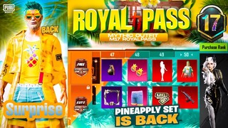 Big Surprise | Pineapple Outfit Is Back | M17 Royal Pass | How To Get Pineapple Outfit In Pubgm