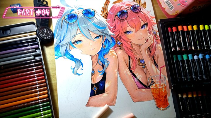 Proses WIP Project ke-19 | Anime Drawing, Part #04 DrawNime | Tutorial menggambar Character Yae Miko