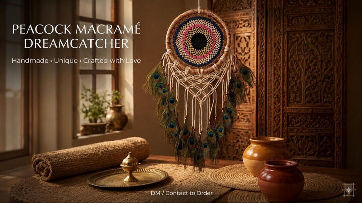 Peacock Macrame Dreamcatcher 🦚 | Handmade in India