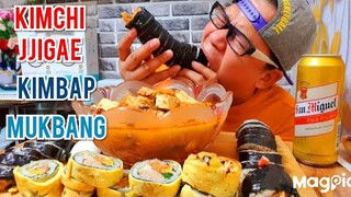 Korean food,,, Kimchi jjigae,kimbap,,MUKBANG, special online collaboration with @Joevy TENORIO ,