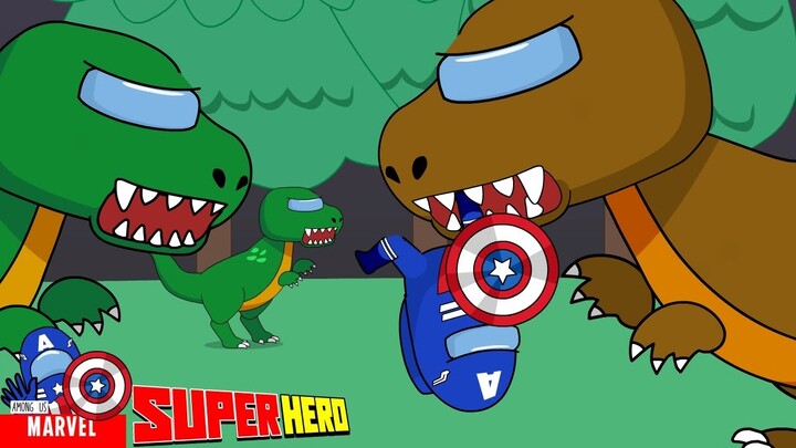 Captain America Among Us Are Being Chased By Dinosaurs - Among Us Marvel - Among Us Marvel