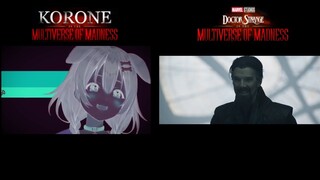Korone Parody & Doctor Strange in the Multiverse of Madness Trailer Side-By-Side comparison