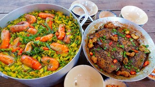 Canh Chua Điên Điển Tôm Sông • Sặc Rằn Kho Tiêu | MTQH