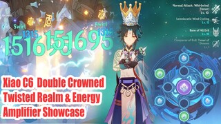 Xiao C6 Double Crowned Twisted Realm & Energy Amplifier Showcase - Genshin Impact