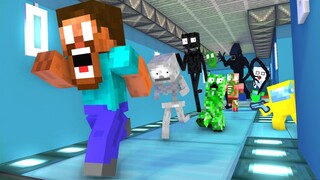 Monster School :  AMONG US ALIEN IMPOSTOR APOCALYPSE ATTACK ESCAPE - Minecraft Animation