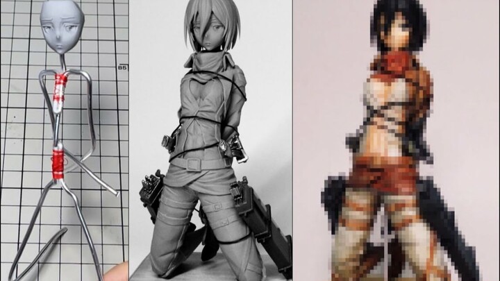 [Attack on Titan] Take out the Mikasa Ackerman figure from the clay~