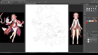 1441 - Yae Miko / Genshin Impact / Sketch 1-5