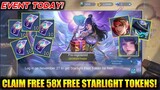 EVENT TODAY! LOG IN TO CLAIM FREE 58x STARLIGHT TOKENS AND GET FREE PERMANENT SKINS! MOBILE LEGENDS