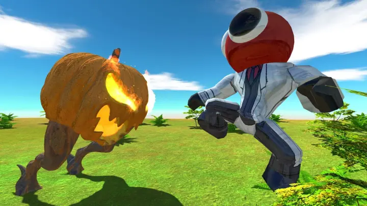 Rainbow Friends Red vs Pumkin Lantern Halloween - Animal Revolt Battle Simulator
