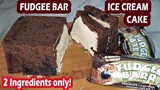 2 INGREDIENTS ONLY| NO BAKE FUDGEE BAR ICE CREAM CAKE| HOW TO MAKE ICE CREAM CAKE