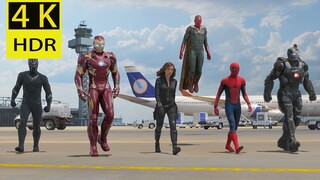 【Captain America 3: Airport War】 Đây là 【4K】 thật. Điện thoại của bạn có thể giữ được không?