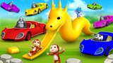 Monkey Gorilla with Fun Golden Dragon Slider Gameplay - Funny Animals Videos in Forest 3D Games