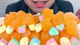 [Food][ASMR]Eat Orange drink ice cubes and cotton candy