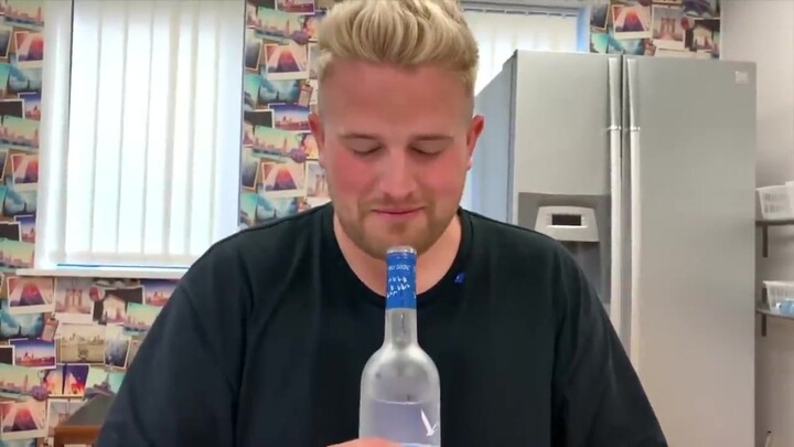 Ben superglues his lips to a bottle of vodka after losing a bet!