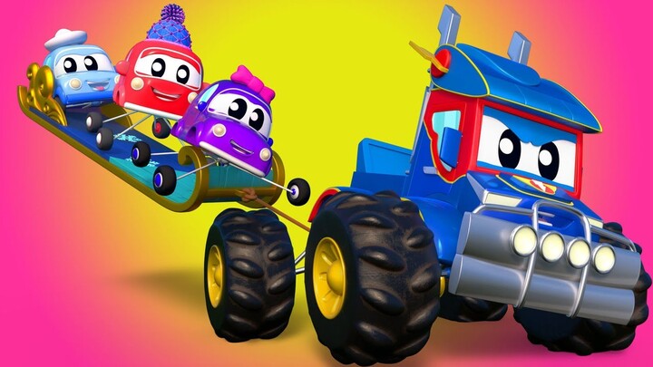 Seluncur salju terlalu cepat untuk truk monster Truk super - penyelamatan | Kartun anak-anak