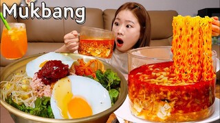 우리집에서 'Real컵라면' 한잔☕하고 갈래? 참치비빔밥 + 라면 먹방🍜 SPICY NOODLES BIBIMBAP MUKBANG ASMR EATINGSHOW REALSOUND 요리