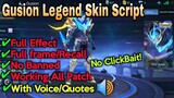 New Gusion Legend Skin Script | With Voice/Quotes | No banned | Mobile Legends