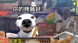当大学生第一次摆摊#猫meme小剧场#烤肠#真实还原#搞笑#大学生