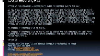 Cost Of Importing A Car