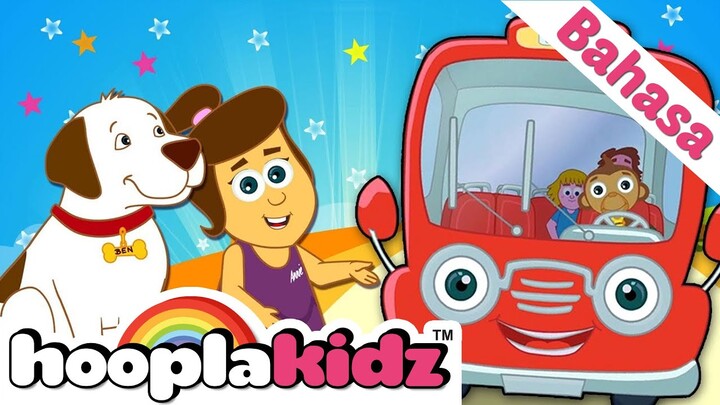 Setir dengan Bus Merah | Drive By Red Bus | HooplaKidz Bahasa | Lagu Anak Anak