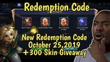 Redemption Code in Mobile Legends | October 25,2019 + 300 Skin Giveaway