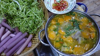 Lẩu sườn non trái thanh trà. Lạ mà ngon - Bin Đen Miền Tây # 117