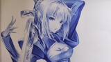 [Painting] Draw Fate/stay night's Saber with ballpen