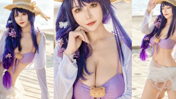 你没看过的雷电将军泳装♥海边就想和你一起去