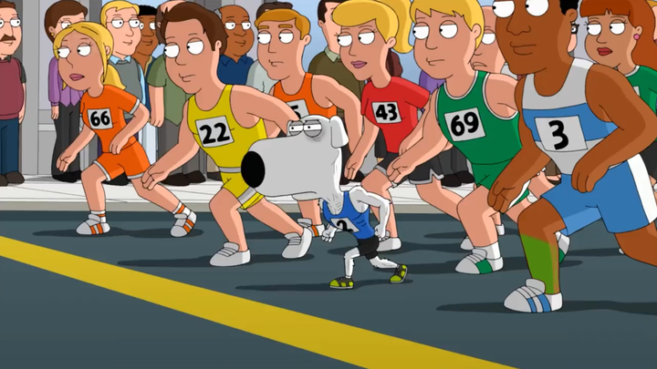 Family Guy: Brian Run jatuh cinta pada lari dan menjadi anjing kurus di antara anjing kurus