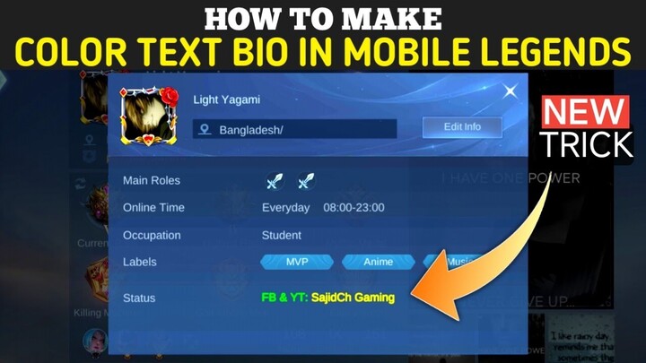 HOW TO MAKE COLOR BIO IN MOBILE LEGENDS | SAJIDCH GAMING