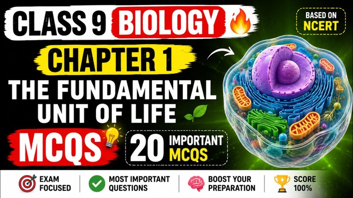Class 9 Biology Chapter 1 MCQs 🔥 | The Fundamental Unit of Life | 20 Important MCQs