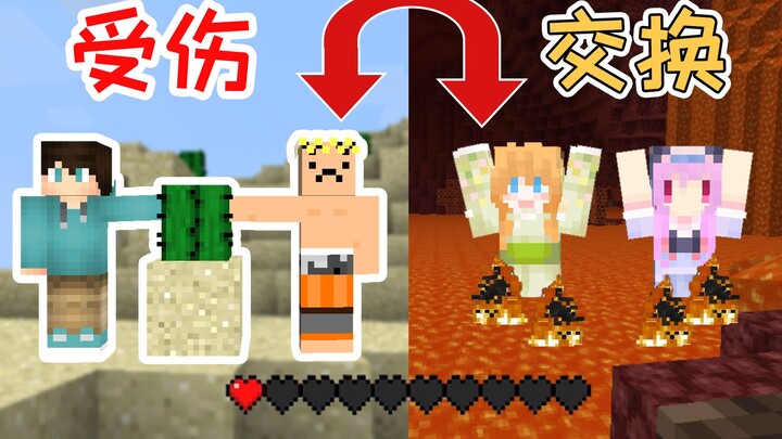 Minecraft, but when damaged it swaps places!