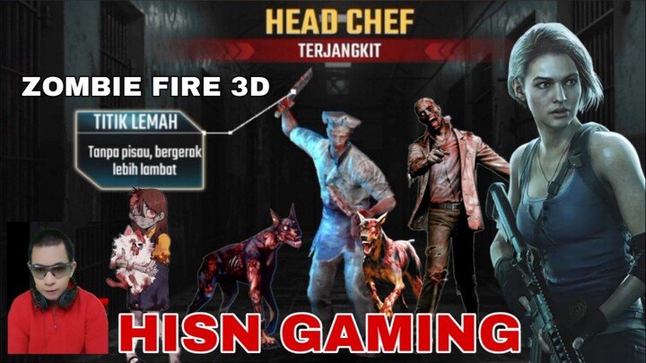 game zombie fire 3D,  koki dengan kecepatan membawa pisau